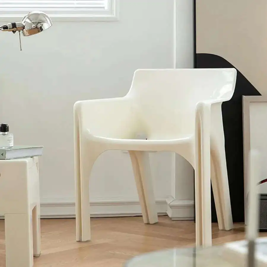 Grüner Esszimmerstuhl aus Kunststoff, Designer-Stil, hohe Rückenlehne, moderne Armlehnen, weiß, ergonomischer Party-Sessel, Waschtisch, Comedor, Hotelmöbel