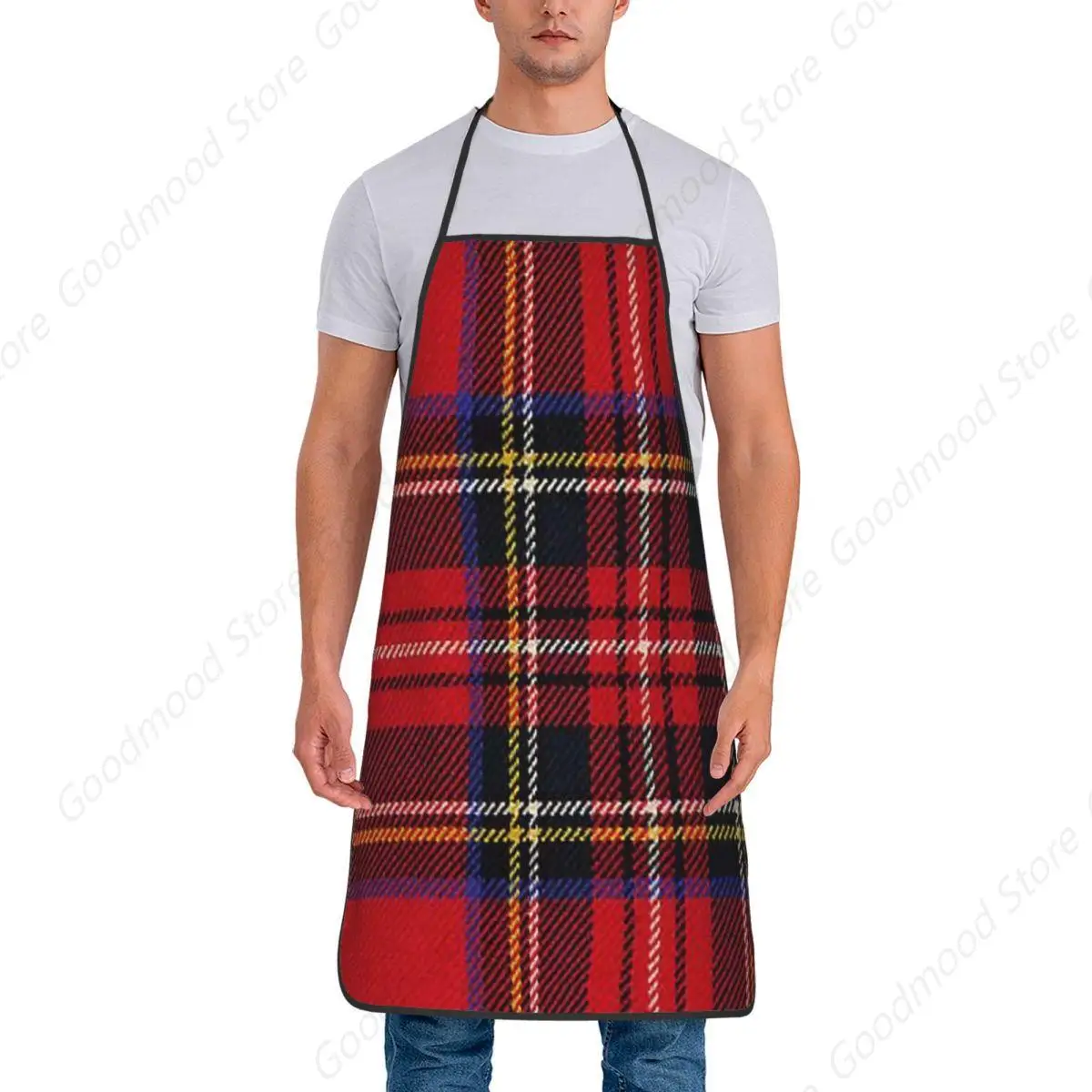 Traditional Royal Stewart Scottish Tartan Aprons Chef Cooking Cuisine Tablier Bib Kitchen Cleaning Pinafore for Women Men