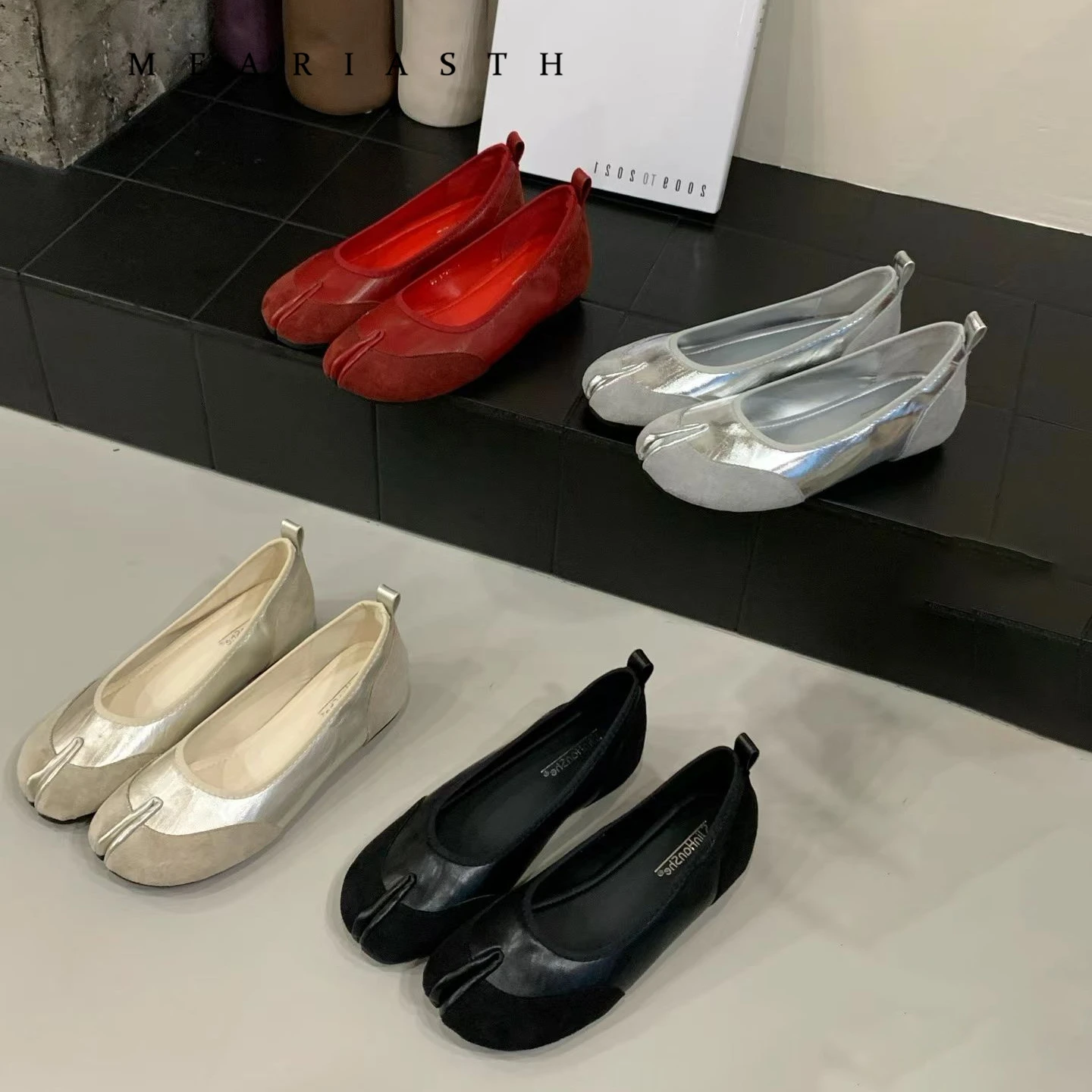 

Японские туфли Мэри Джейн таби из мягкой кожи с раздельным носком для женщин, универсальные повседневные мокасины на плоской подошве для весны и осени