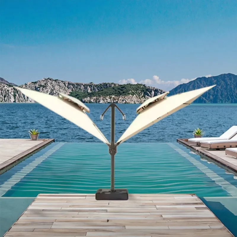 

Heavy-duty large aluminum rod umbrella for furniture Commercial beach garden umbrella Waterproof base