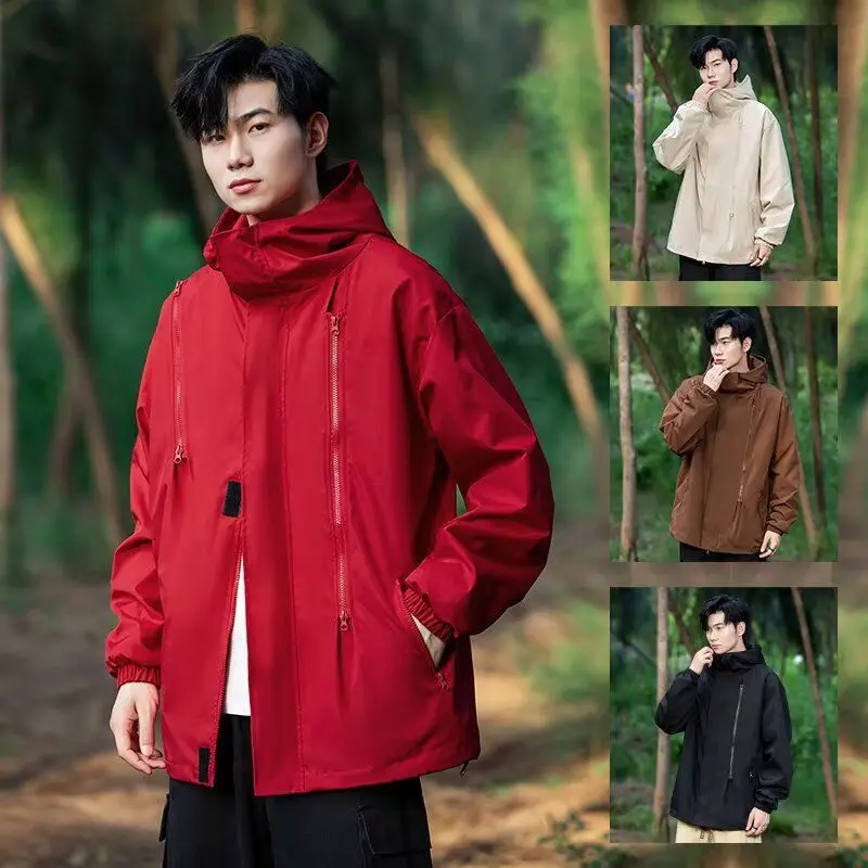 

Loose Fit Men's Jaet Autumn Winter Street Sle Trendy Harajuku Korean Faion Outerwear Long Sve round Ne Color