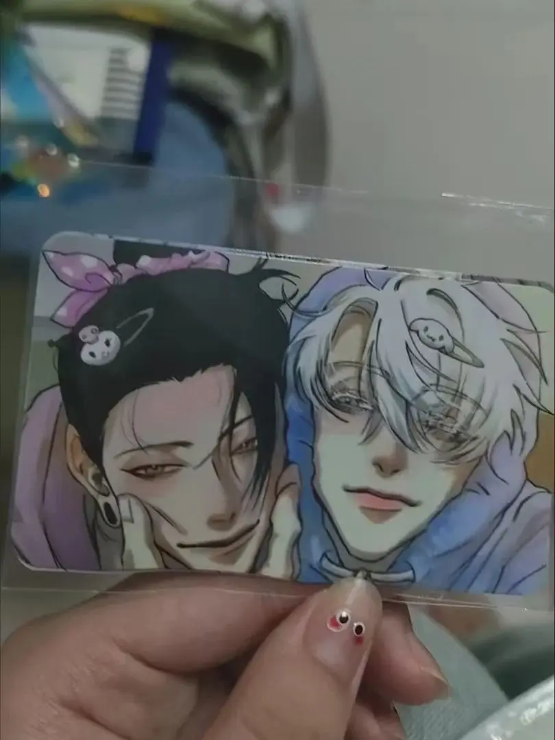 주술회전 3인치 게토 스구루 고죠 사토루 소형 카드 포토 카드 친구 선물 DIY 엽서 북마크 애니메이션 액세서리 2개