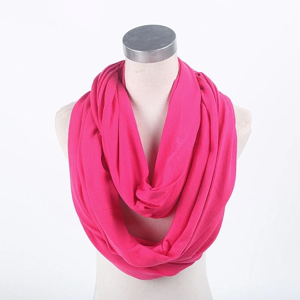 New Solid Color Infinity Scarf Lightweight Cotton Blend Circle Scarf Soft Loop Scarf for Women