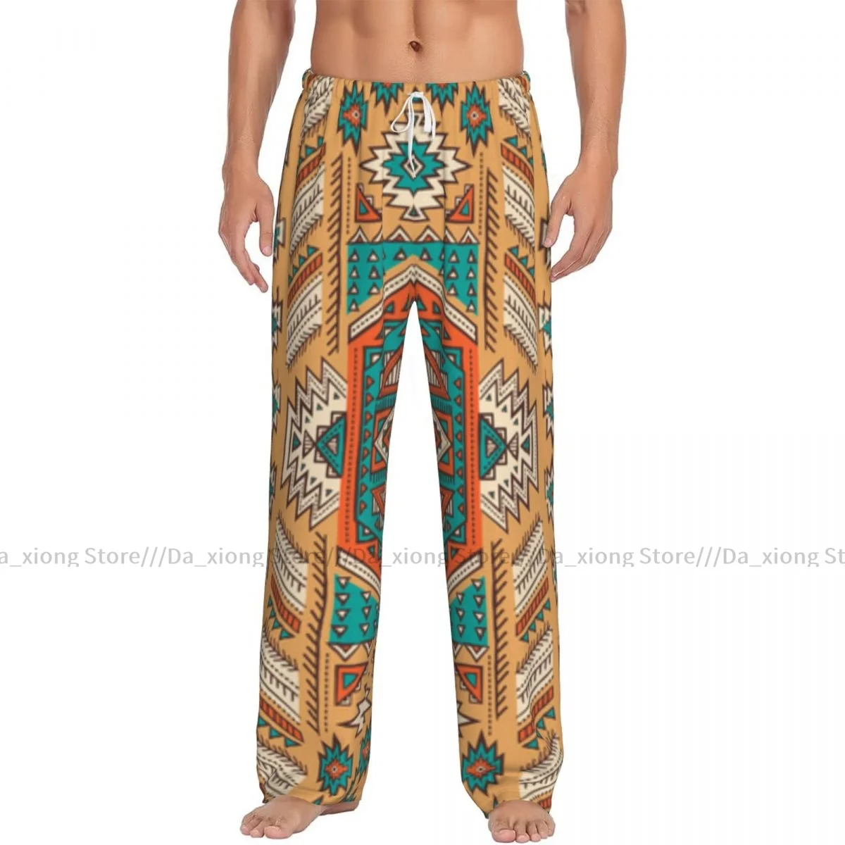 Men's Casual Pajama Sleeping Pants Tribal Secret Tribe Pattern In Bohemian Style Lounge Loose Trousers Comfortable Nightwear