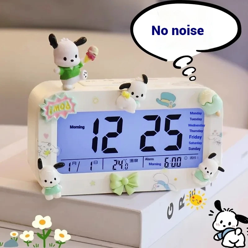 Electronic Alarm Clock Cartoon Kawaii Sanrio Kuromi Cinnamoroll My Melody Pochacco Desktop Electronic Charging Anime Peripheral