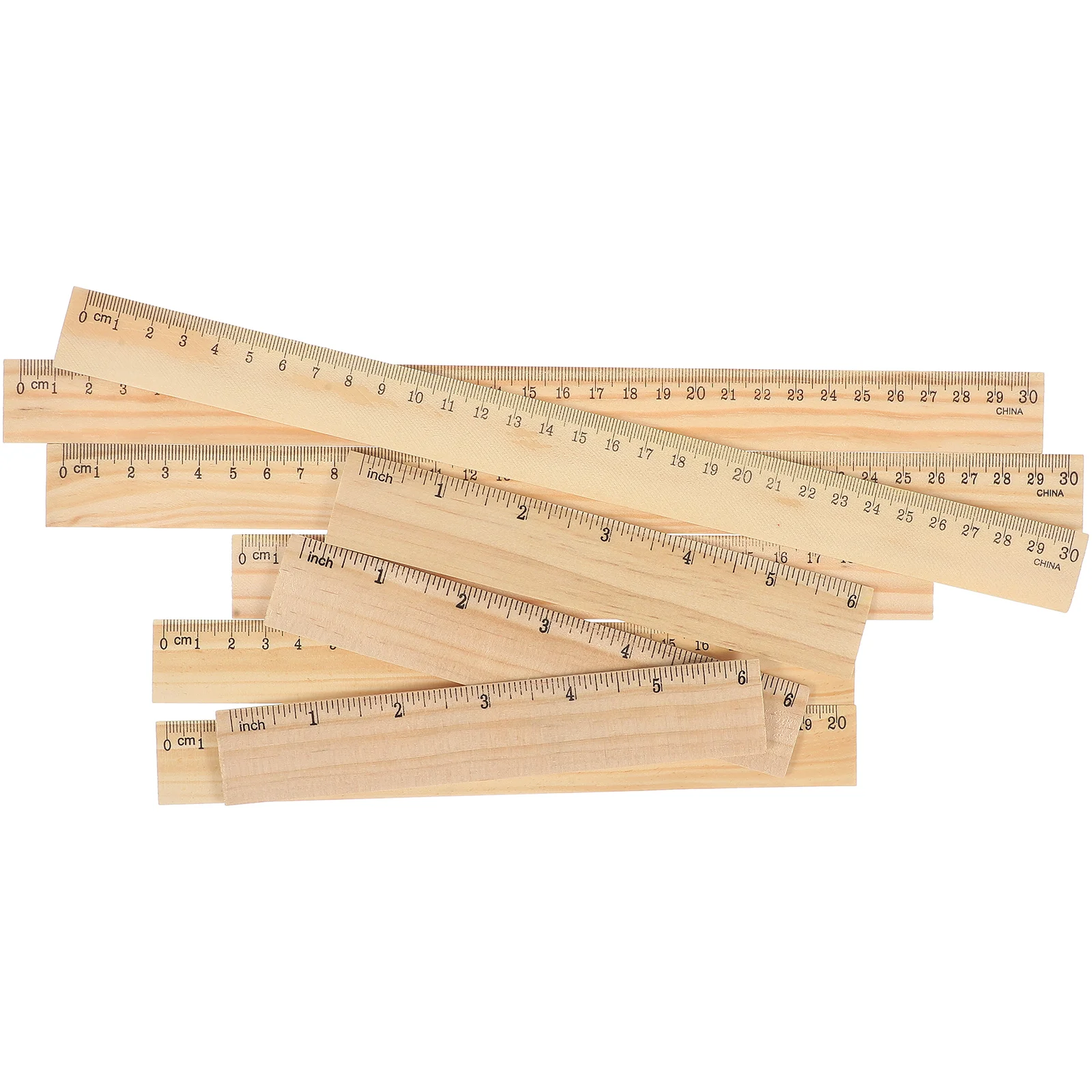 9 Pcs Ruler Wooden Drawing Aesthetic Double Sided Architect Scale Office Measuring Rulers