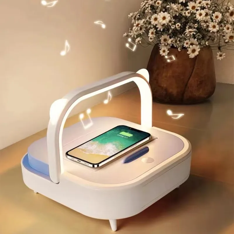 

Warm bedside small table lamp intelligent sensor wireless phone charging portable speaker table lamp