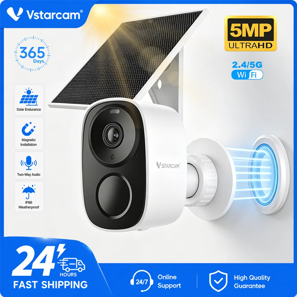 4K Wireless WiFi Solar Security Camera Built‑in 5200mAh Battery 5X Zoom PIR Motion Detection Alarm Two‑Way Audio Outdoor Surveillance IP Camera