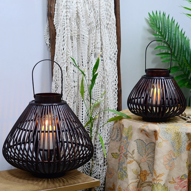 

Qin-han Style Retro Wind Lamp Ancient Wind Wabi-sabi Bamboo Lantern Home Floor Candlestick Garden Candle Table Decoration