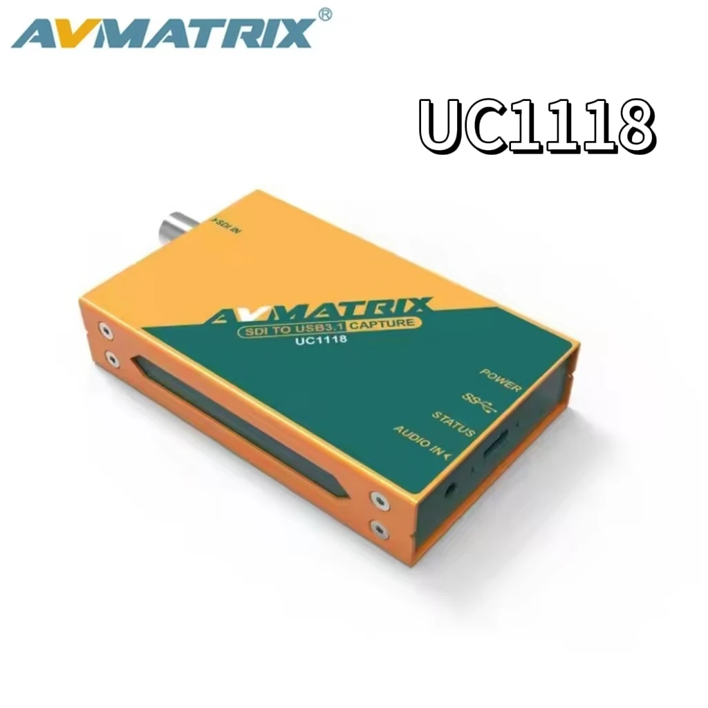 AVMATRIX UC1118 Equipamento de captura de vídeo SDI para USB3.1 Tipo C para plataforma de transmissão ao vivo OBS, ZOOM, equipes, Twitch