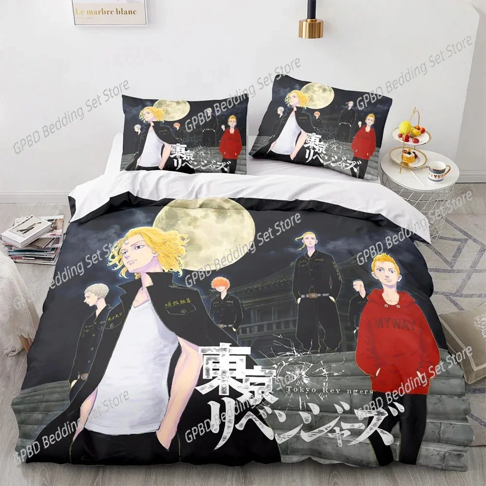 New Anime Tokyo Revengers 3D Bedding Set Duvet Cover Pillowcases Single Twin Full Queen King Size Home Decor Quilt Boys Gift