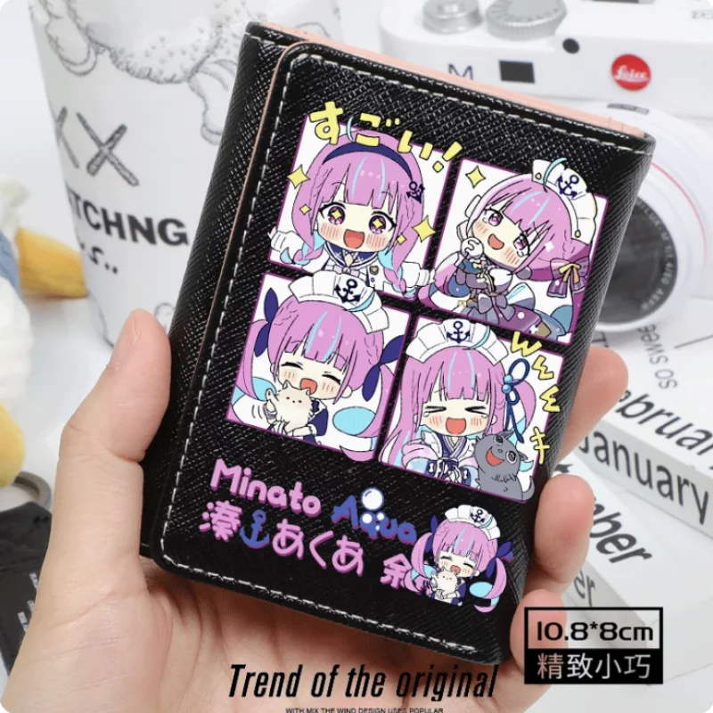 Anime Hololive Minato Aqua Fashion Wallets PU Purse Card Holder Hasp Money Bag Cosplay Gift B185