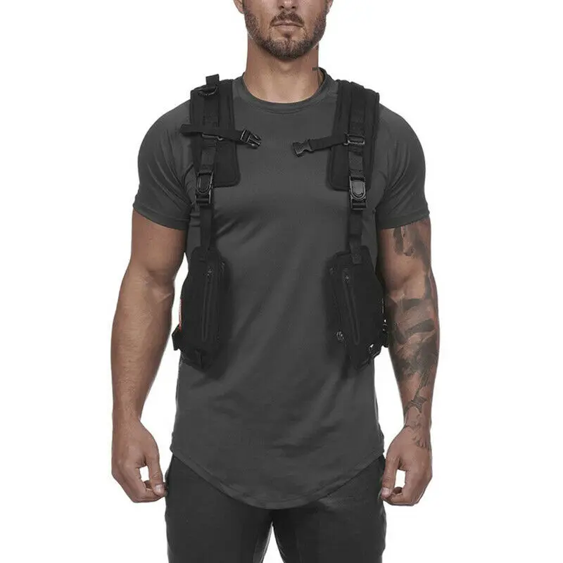 

Multi-function Vest Outdoor Sports Fitness Men Protective Tops with Pockets Summer Casual Work Vest Camping Fishing Sleeveless