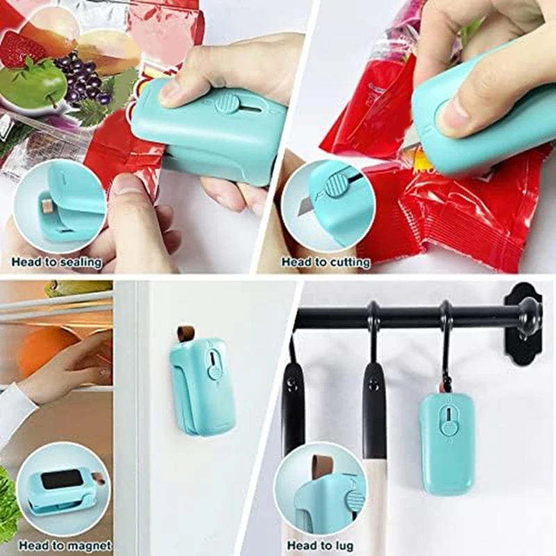 Mini Chip Bag Sealer,Handheld Heat Vacuum Sealer Cutter,Portable Resealer Machine For Snack Plastic Fresh-Bags-Cookies