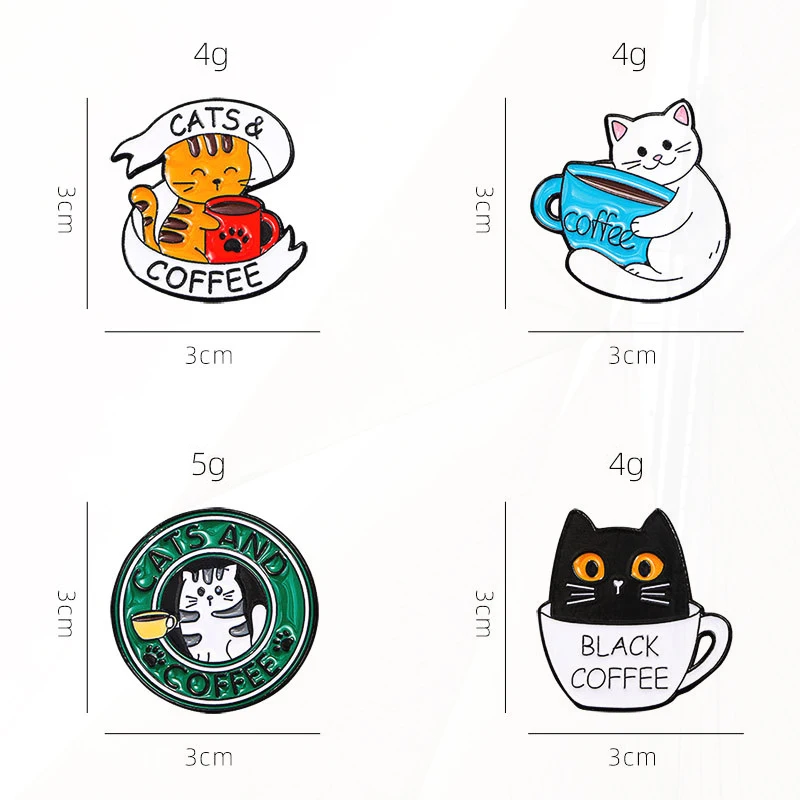 Coffee Elements Need By Coffee Power Books Cat Coffee Cups Metal Badge Lapel Pins Jewelry Creative Coffee Enamel Pin Spaceship