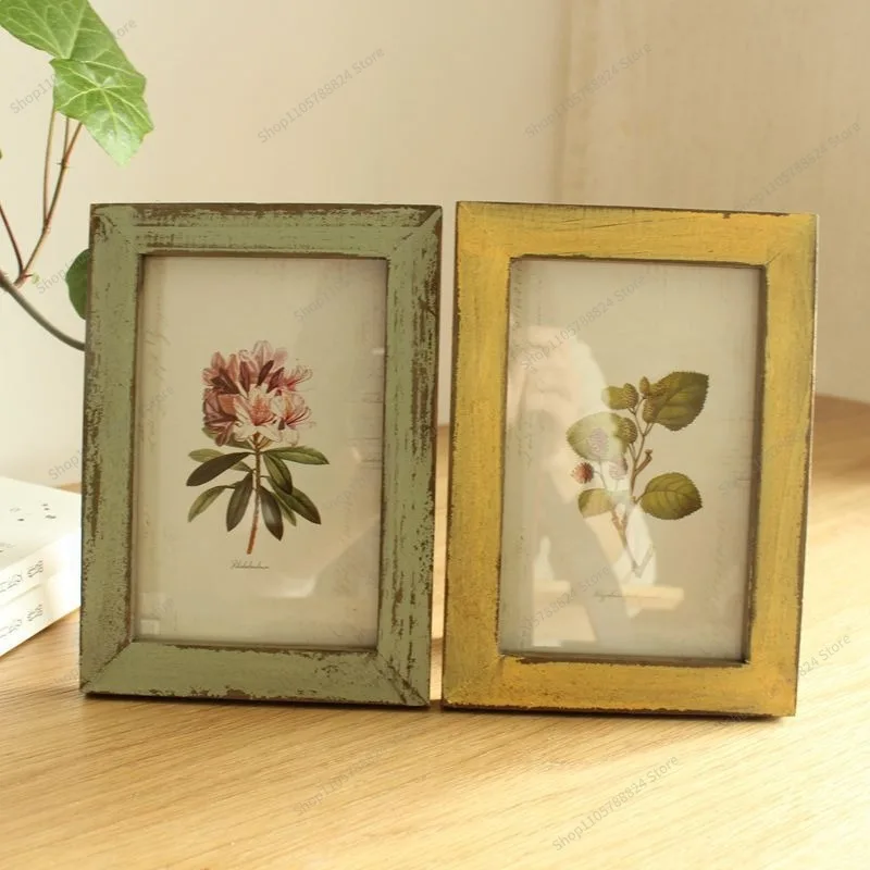For Retro and Old 5-inch Wood Solid Wood Picture Frame, Creative Studio Photo Solid Wood Photo Frame Hanging on The Wall