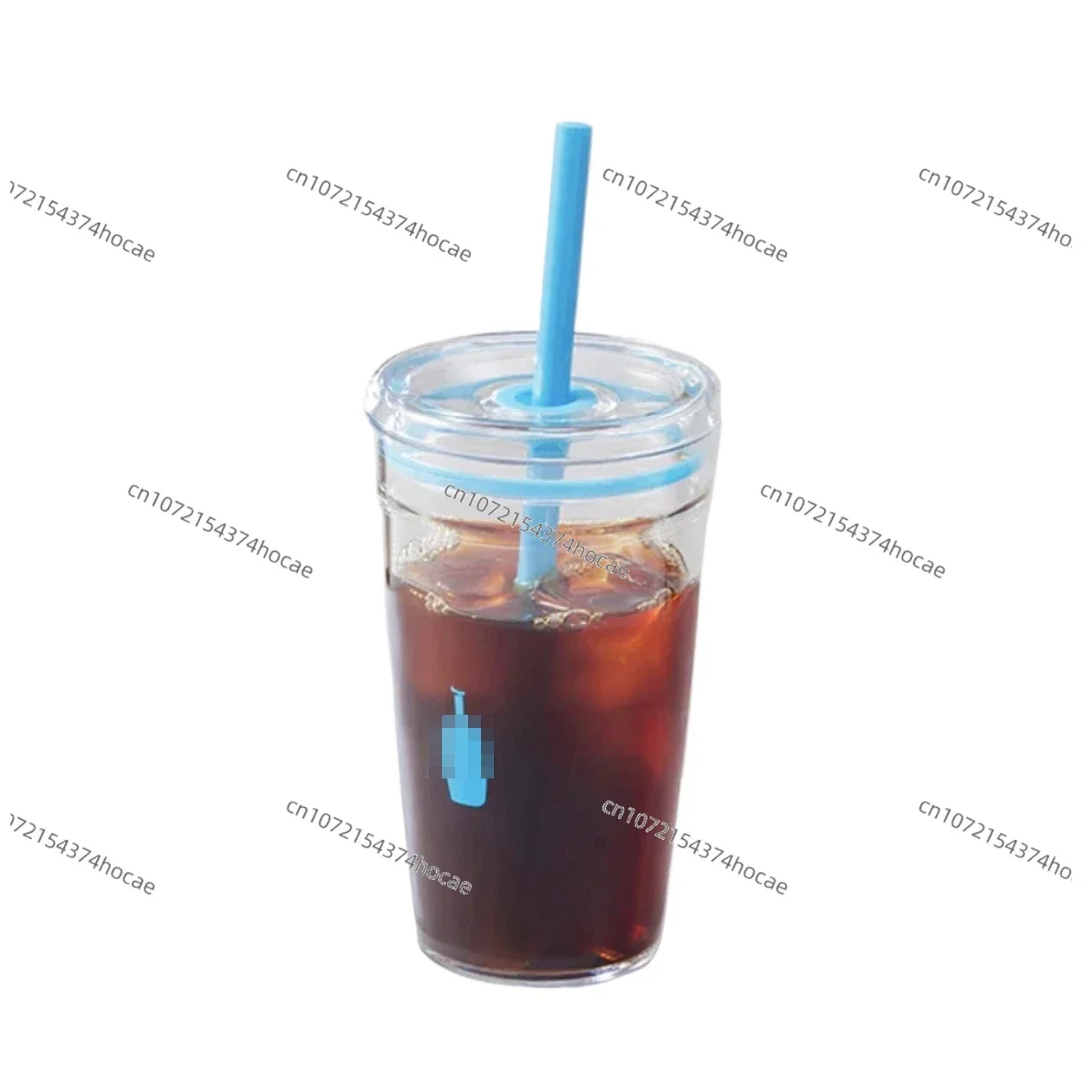 Blue bottle transparent straw cup