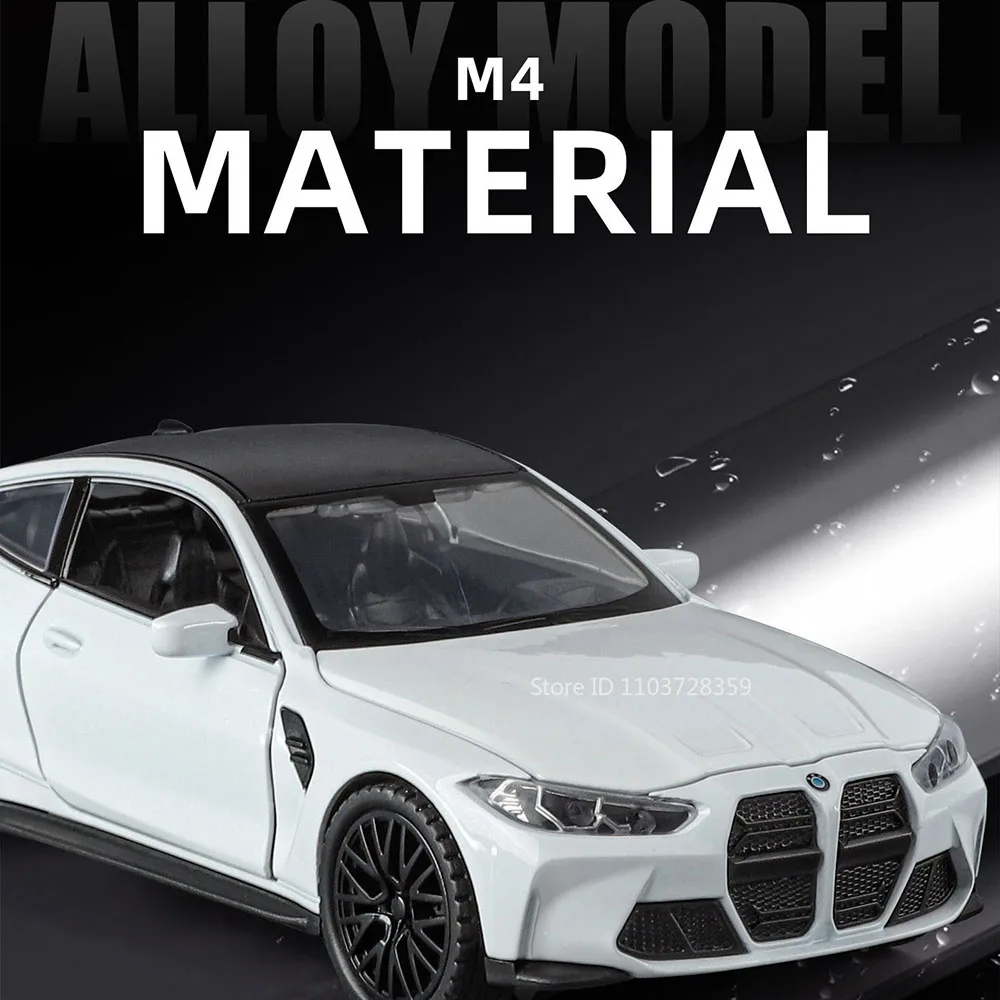 1:32 M4 M8スーパーカーモデルおもちゃ合金ダイキャストミニチュアオーナメントスポーツカーサウンドライトドア開閉プルバック子供向けギフト