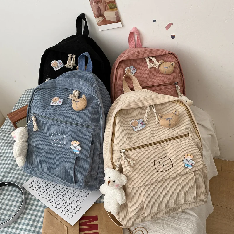 Women's Backpack, Corduroy Backpack, Female College Student Large Capacity Backpack, 2025 New Model