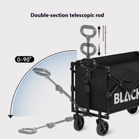 Naturehike BLACKDOG Folding Camping Cart Lightweight Carbon Steel 600D Oxford 100L Picnic Outdoor Shopping Trolley Portable Cart