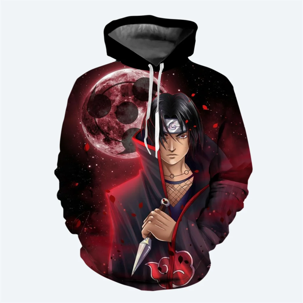 Anime Men's Hoodie Uchiha Itachi Boys and Girls Hoodie 3D Printing Fashion Pullover Naruto Men's Hoodie MINISO Men's Clothing