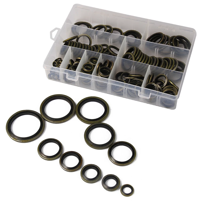 

180/150/100pcs Bonded Washer Metal Rubber Oil Drain Plug Gasket Fit M6 M8 M10 M12 M14 M16 Combined Washer Seal Ring