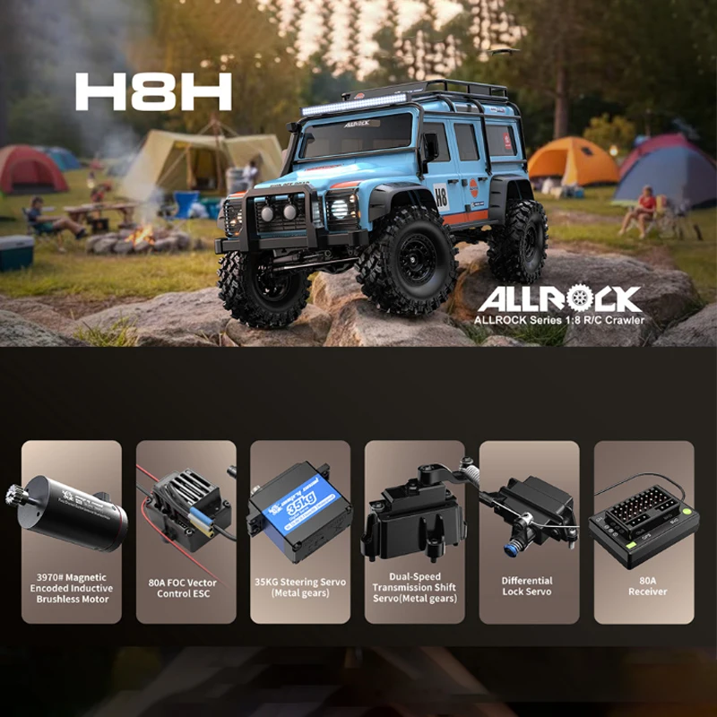 

Meijia Xin West H8h Defender 1:8 Scale Brushless 3S Off-Road RC Car with Differential Lock Remote Control Climbing Model Vehicle