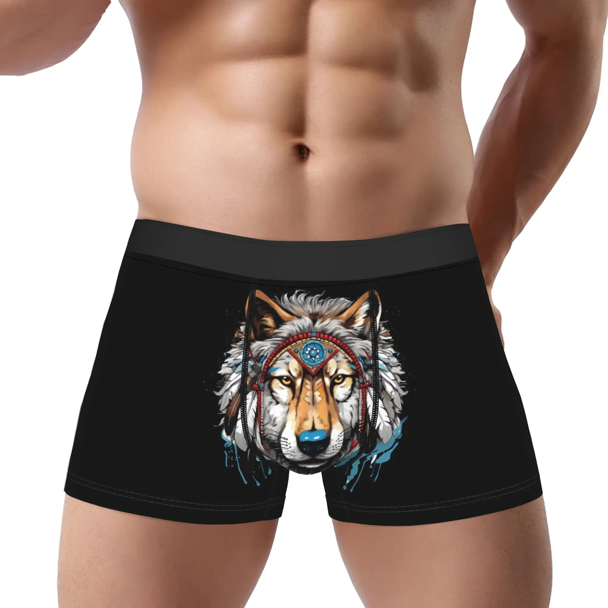 

Трусы Wolf, дышащие трусики, мужское нижнее белье, удобные шорты, трусы-боксеры с животным принтом