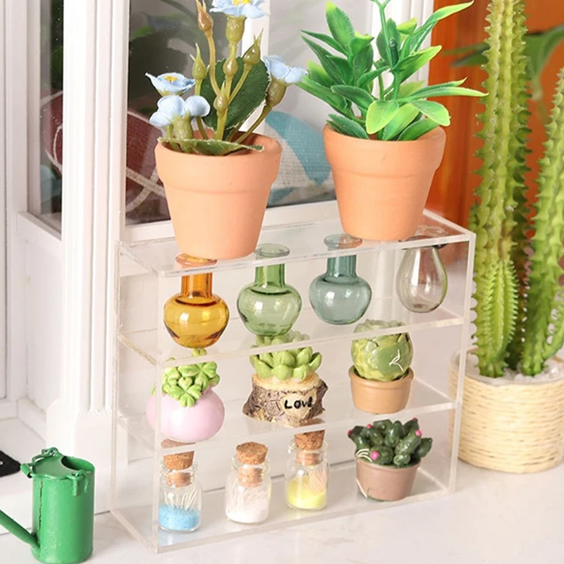 1:12 Dollhouse Miniature Multi-layer Rack Cupboard Storage Shelf Display Cabinet Showcase Kitchen Home Furniture Model Decor Toy