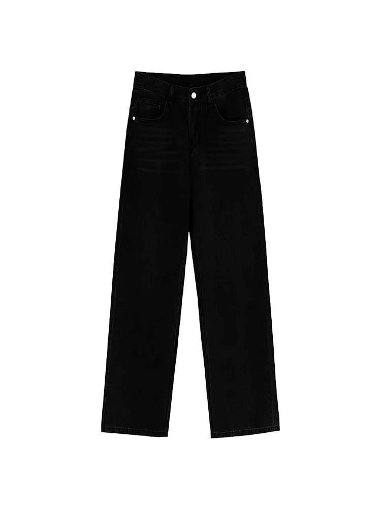 Bla Fce اصطف ثي مستقيم الساق الجينز المرأة ربيع جديد حجم كبير الاغراء عالية الخصر إخفاء الورك سليم بنطال ذو قصة أرجل واسعة #5