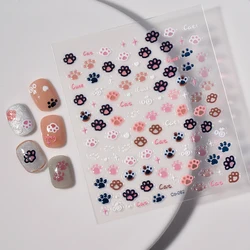 Embossed 5D Nail Stickers Cat Dog Paw Cute Decals Relief Sliders Gel Polish Manicure Wrap CO-062