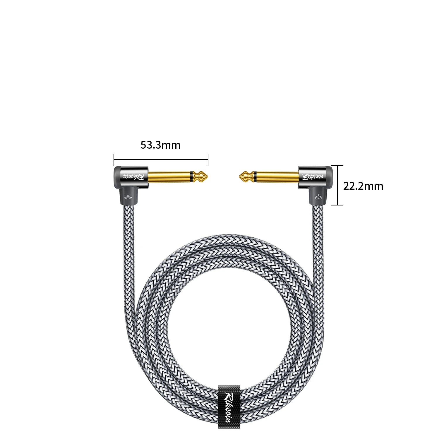 Riksoin 6.35mm to 6.35mm TS Audio Cable, Dual Right Angle 1/4