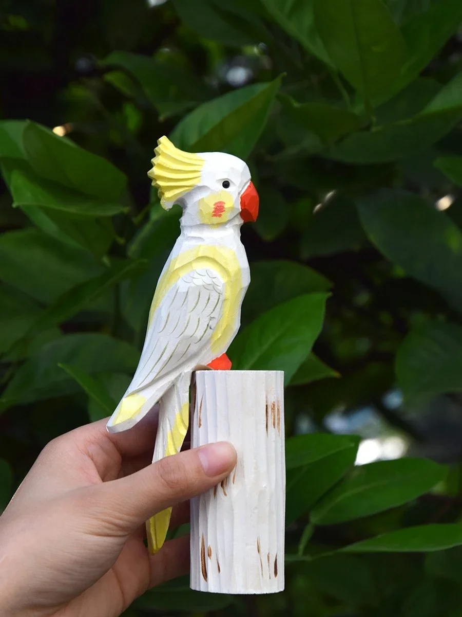 

Moyu Handmade Carved Wooden Parrot Ornaments Cute Wooden Computer Table Ornaments Birthday Gift for Boyfriend Decoration