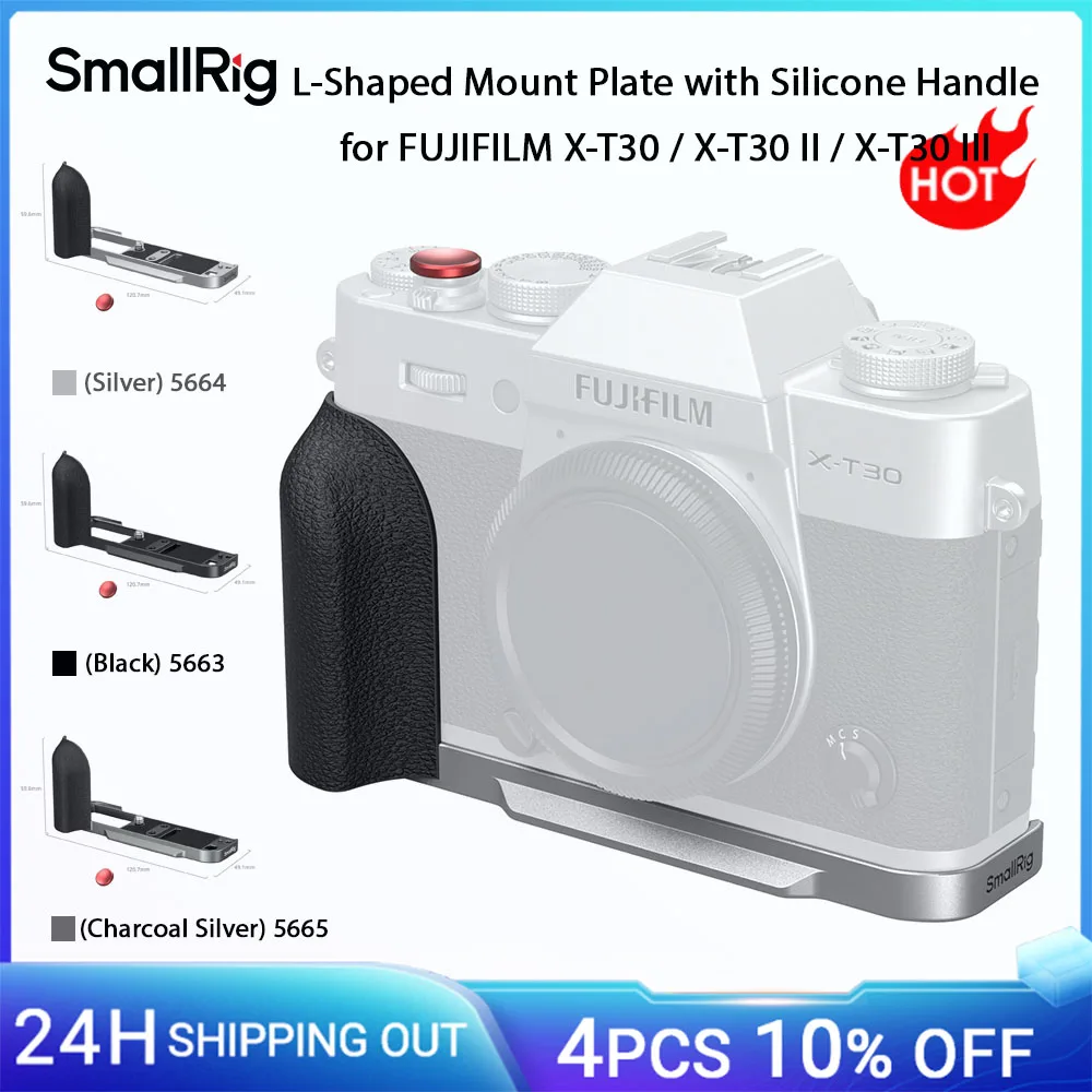 SmallRig X-T30 II Plaque de montage en forme de L avec poigne en silicone pour FUJIFILM X-T30 / X-T30 II / X-T30 III, avec capuchon de bouton d'obturation 5664