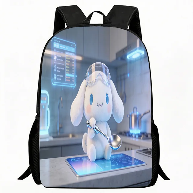 

Kids Bag Futuristic Chef Cinnamoroll Puppy Print School Backpack Lightweight Breathable Children's Casual Daypack Adjustable Dur