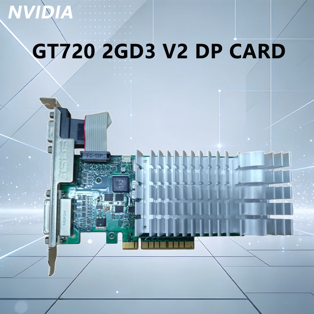Carte graphique ASUS GT720 2GD3 V2 DP, prise en charge de 2 go de GDDR3, 64 bits, PCI-E 2.0, GPU à profil bas pour ordinateur de bureau