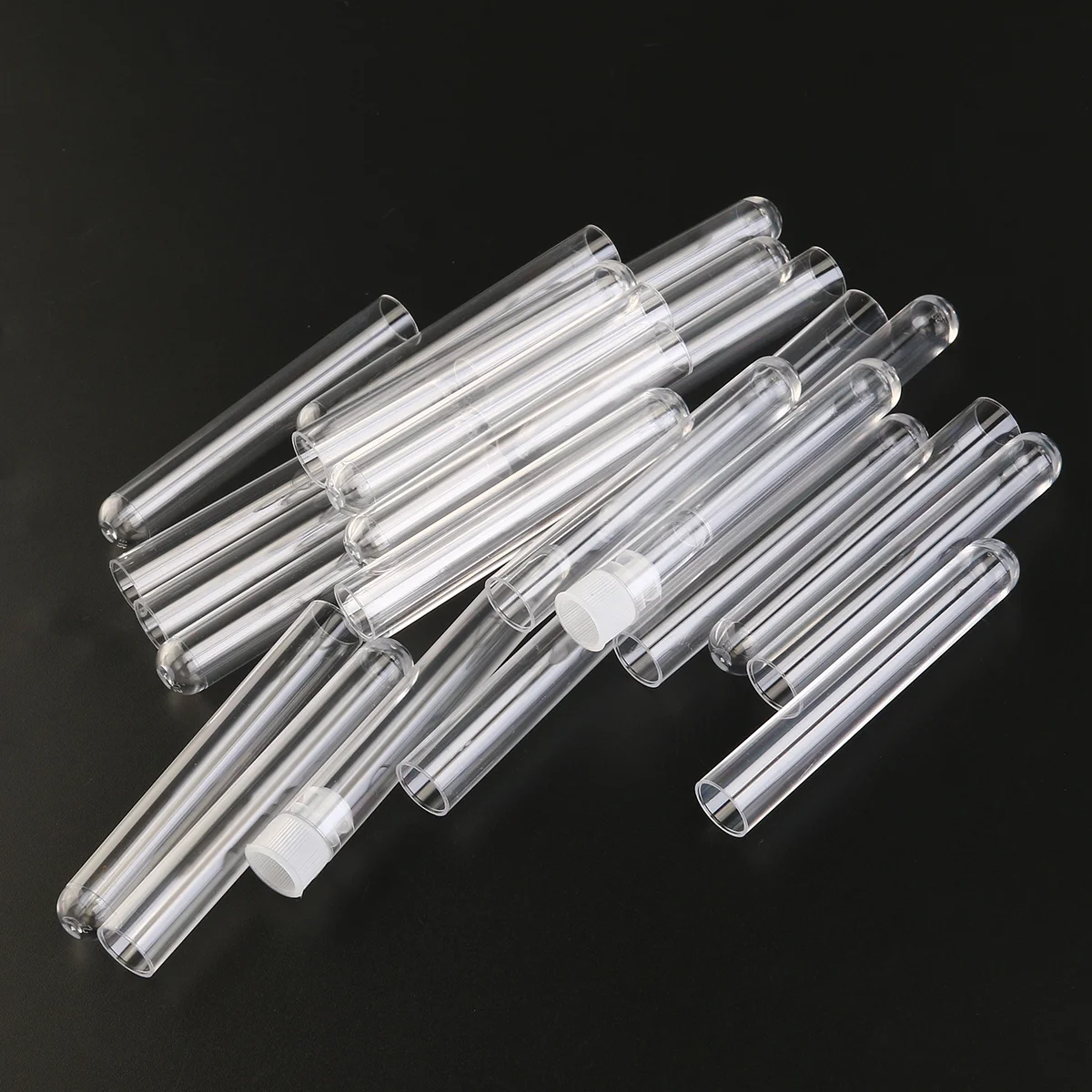 25Pcs Plastic Sample Test Tubes Transparent 5Ml Capacity 12x75mm Gift Tubes Caps Storage for Handmade Collections