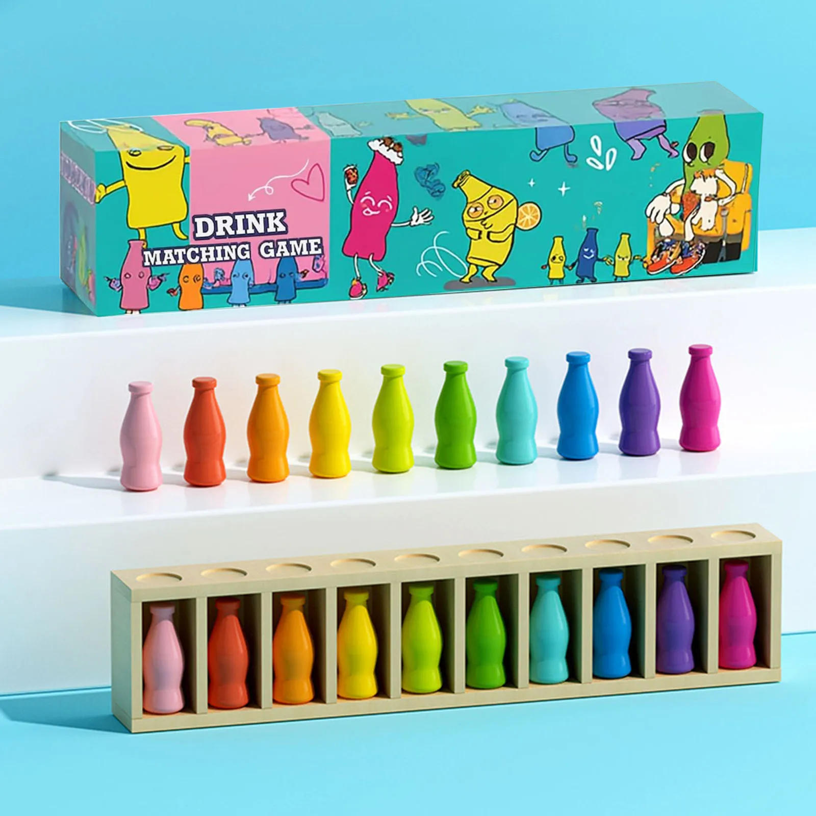 ボトルフリップゲーム 楽しいモンテッソーリ カラーマッチングおもちゃ カラーソート感覚ゲーム 旅行 キャンプ 休日 パーティーナイト用