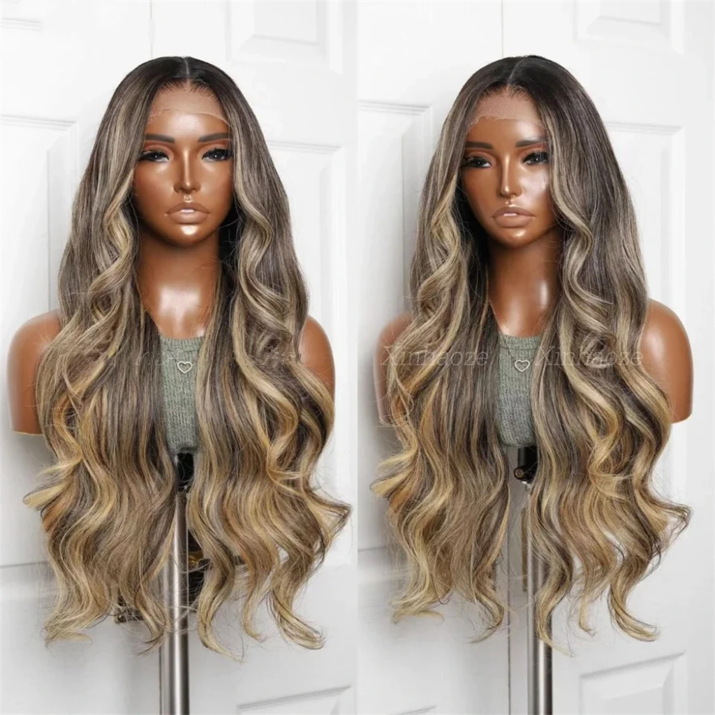 

Highlight Blonde Preplucked 18Inch Body Wave Long Glueless 5x5 Silk Base Jewish Human Hair Wig Baby Hair HD Lace European Hair
