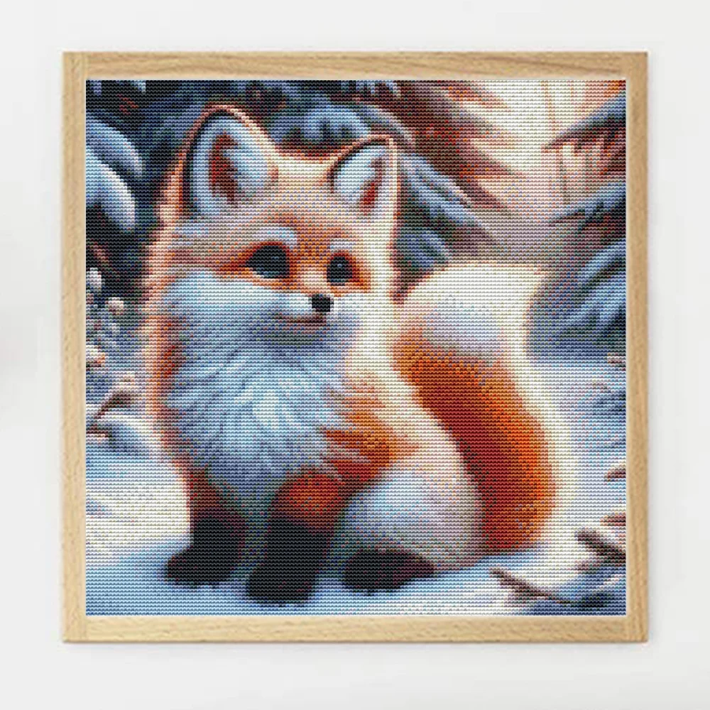 

Милые наборы крестиков с лисой, распродажа, снежная зимняя вышивка, хлопковая нить, животное, 11CT, рукоделие, подарок ручной работы, украшение для дома