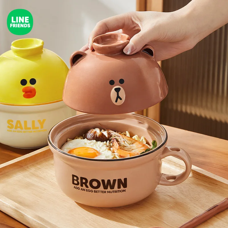 LINE FRIENDS Miska na makaron błyskawiczny Wysoki wygląd Ceramiczna miska na ryż do użytku domowego Zastawa stołowa Zestaw misek na zupę z makaronem