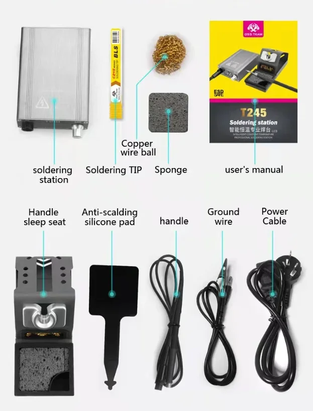 OSS TEAM T245 Soldering station 130W LCD digital display Rework Stations Universal C245 soldering iron tips PCB SMD Solder Tools