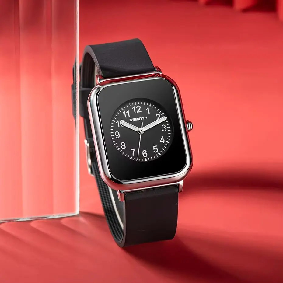 Simple Square Silicone Women's Watch, Fresh and Versatile Quartz Watch for Students, Commuting, Daily Use, and Niche Wristwatch
