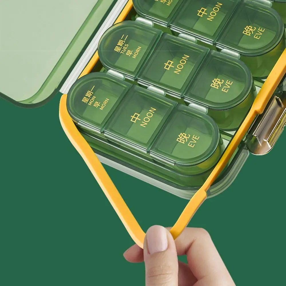 

Portable Weekly Pill Case Large Capacity Sealed 3 Times A Day Pill Box Moisture-Proof 21 Compartments Seven-Day Pill Organizer