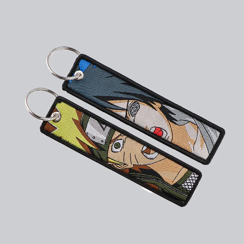 Anime Naruto Embroidery Key Fobs Cool Key Tags Keychains for Women Men Car Keyring Cosplay Accessories Toys Gift - view 3