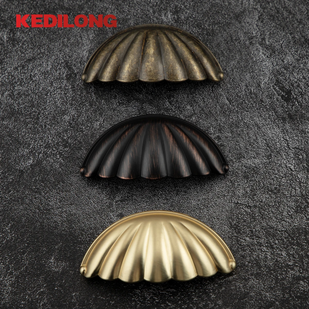 KEDLO Furniture Hardware Fashion Semicircular Shell Bronze Handle Drawer Wardrobe Gold Handle Cabinet Handle