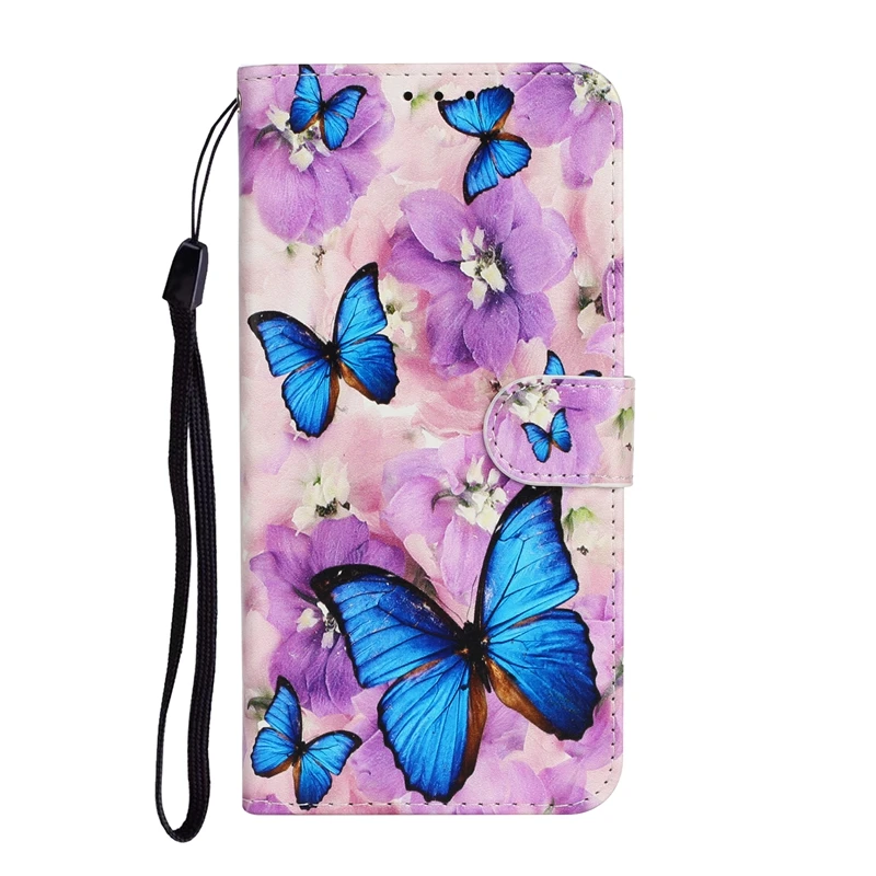 For Motorola Moto G9 Play Case Painted Butterfly Leather Flip Stand Phone Case For MOTO G 9 Play G7 Power E7 Plus Wallet Cover