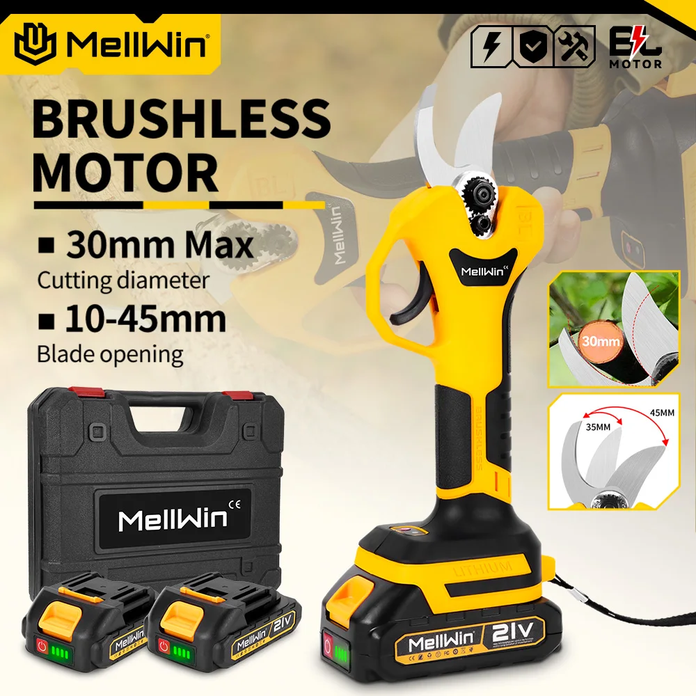 MELLWIN бесщеточный 30 мм электрический секатор ножницы фруктовое дерево бонсай аккумуляторные ножницы для обрезки электроинструменты для Makita 18 В аккумуляторный штифт