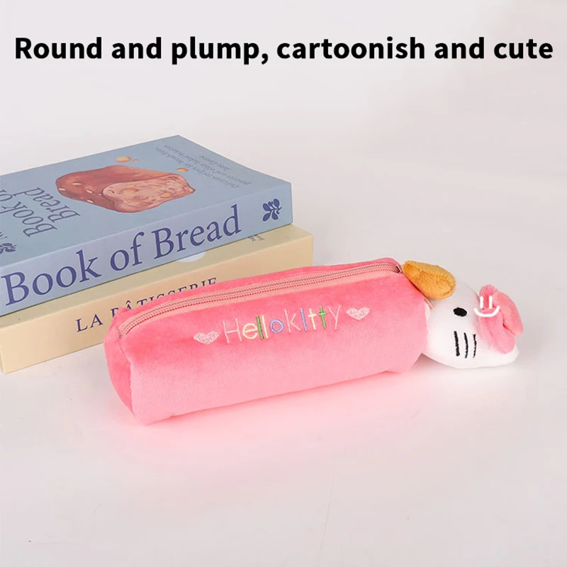 Ins Style filles coeur mignon dessin animé en peluche chat pochette étudiant Portable sac à crayons rose filles papeterie sac