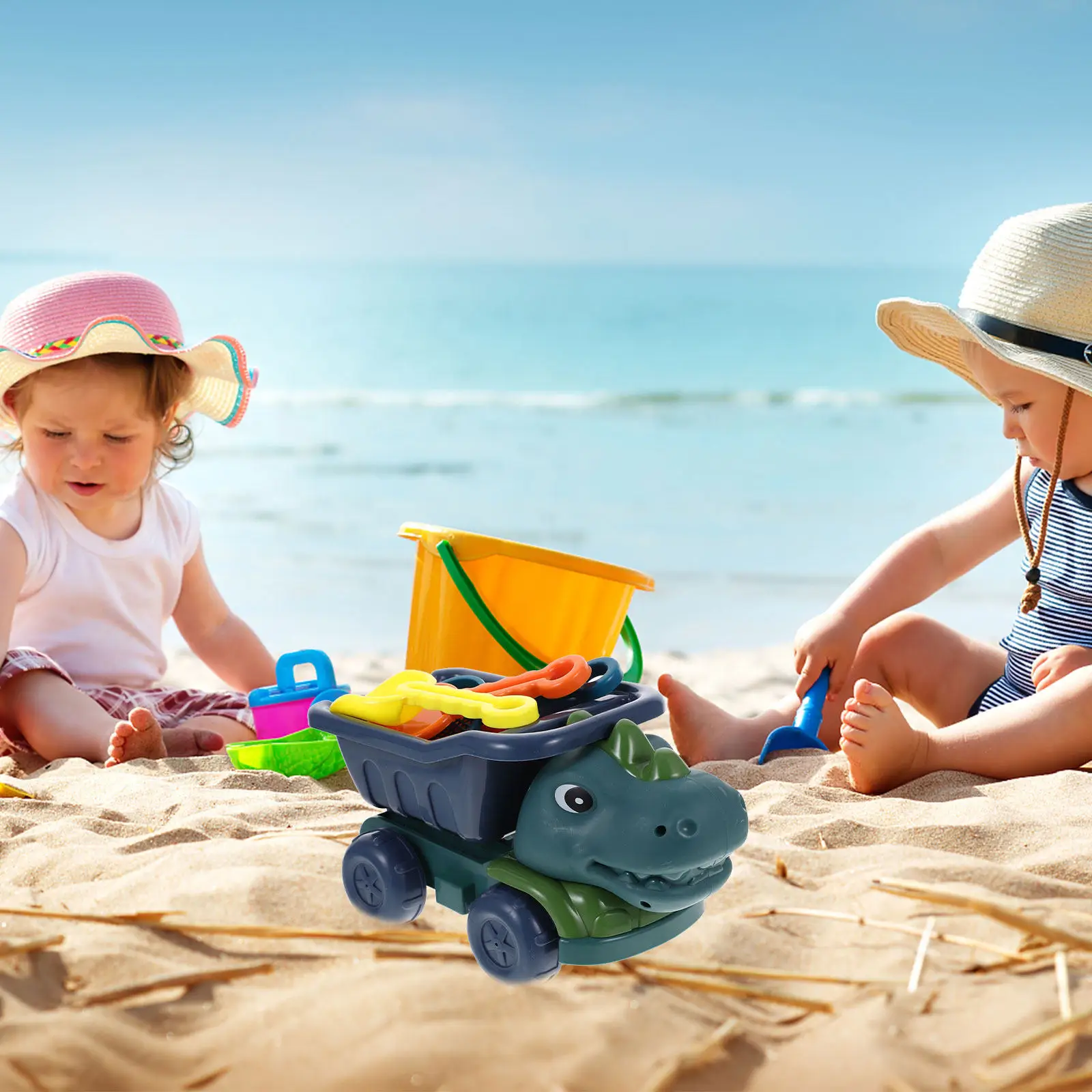 

Dinosaur Engineering Truck Toy Sand Digging Kids Beach Outdoor Summer Playset Shovel Car Fun Gift for Children